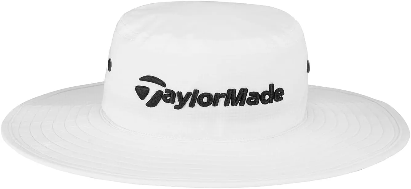 TaylorMade Golf Standard Eyelet Bucket HAT, White, Large/Extra Large