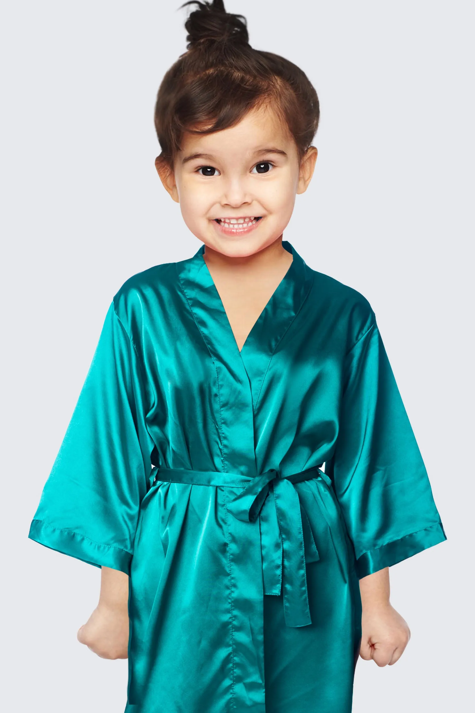 Teal Satin Kimono Robe