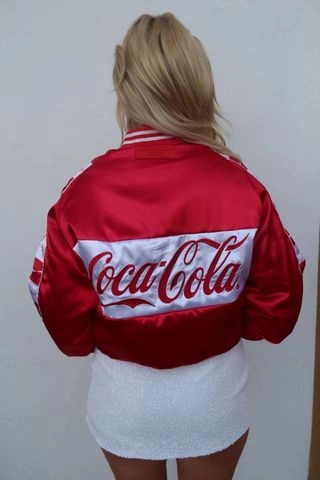 Comfort Focused Design Non Bulky Profile Team Coca Cola Bomber Jacket - Red & White