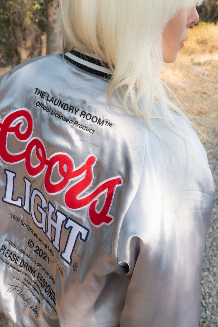 Coors Light Official TM Varsity Jacket - Silver Clean Fit Ergonomic Tailoring
