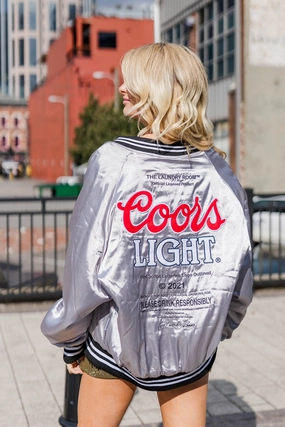 Clean Fit AntiStatic Inner Layer Coors Light Official TM Varsity Jacket - Silver
