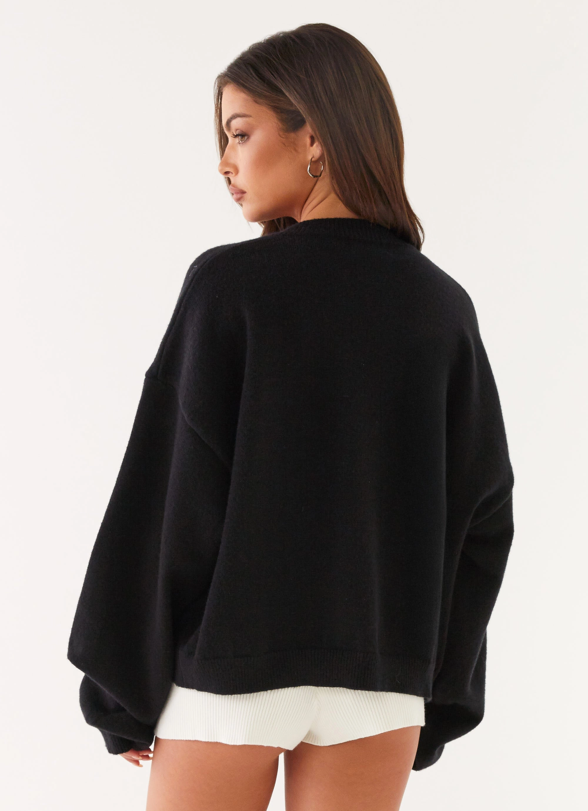 Annie One Button Cardigan - Black Noise Reduciting Fabric Non Restrictive Cut