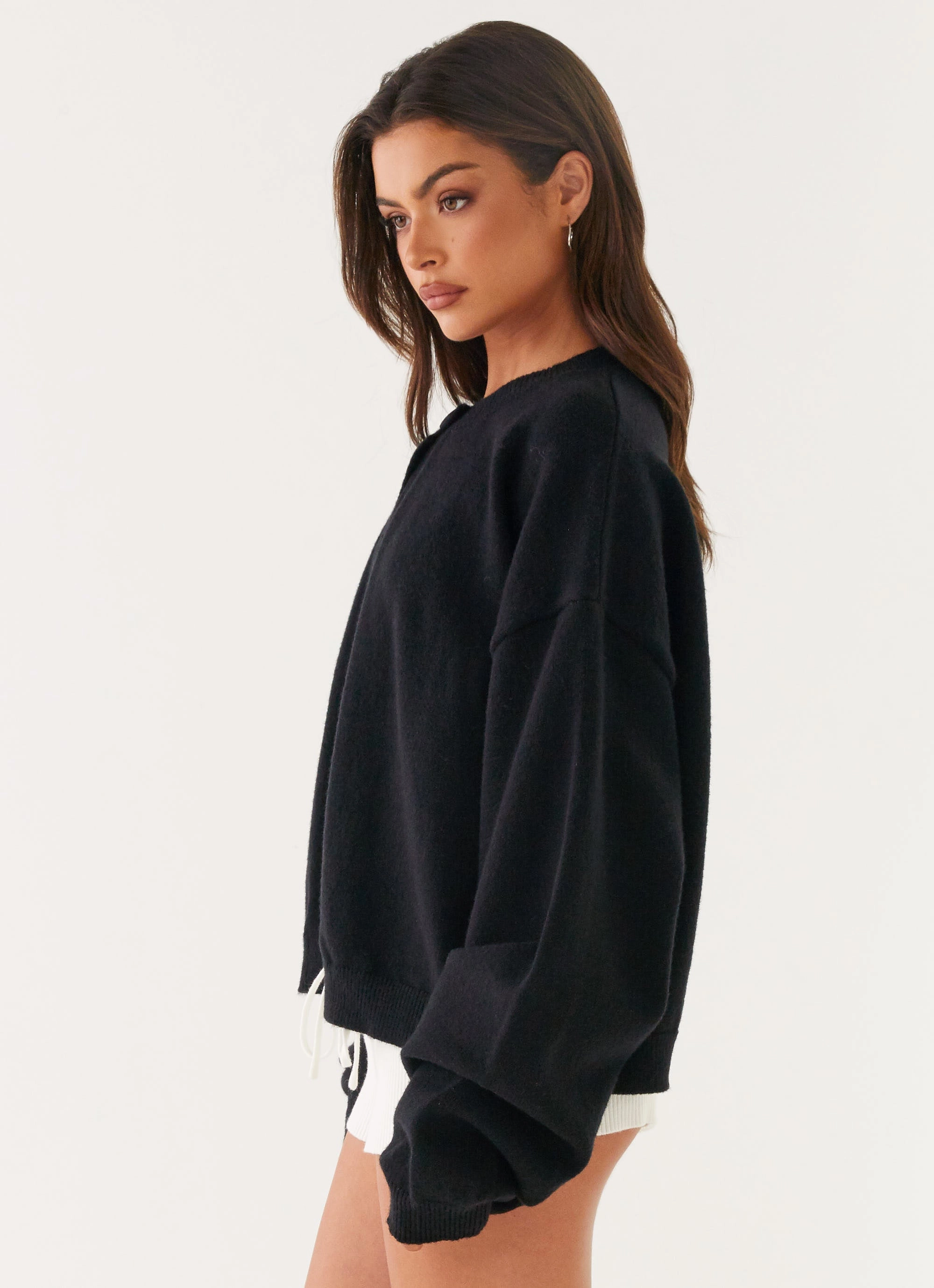 Cool Climate Annie One Button Cardigan - Black