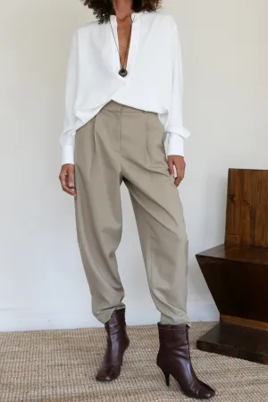 Barrel Trouser - Beige Compression Support Lining Versatile Fashion