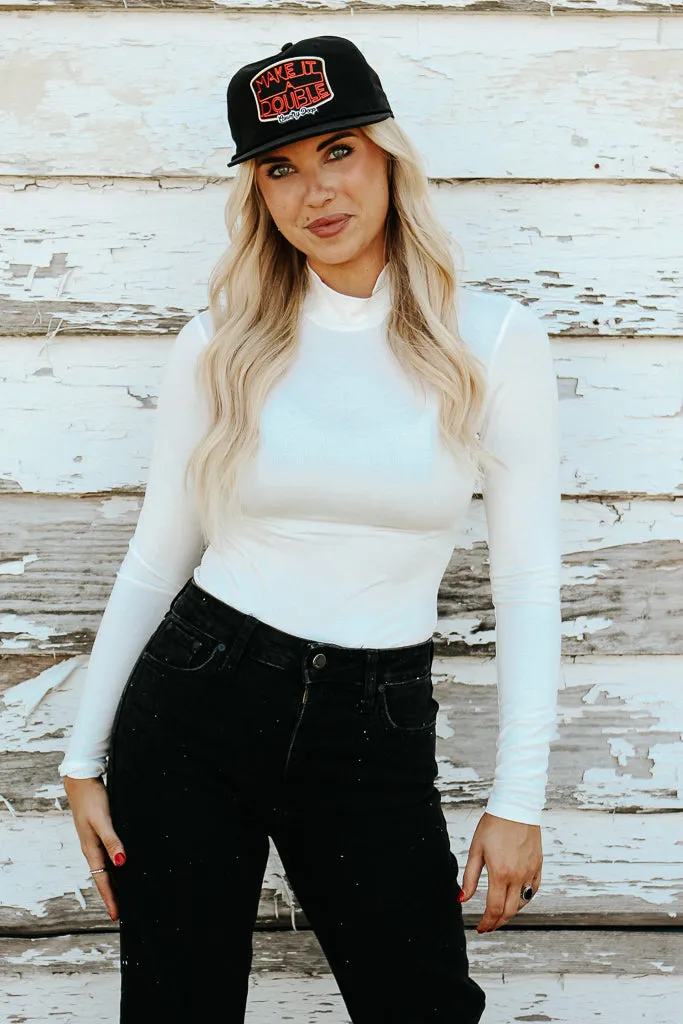 Essential Turtleneck Long Sleeve Bodysuit - White Reinforced Buttonholes Soft Touch Feel