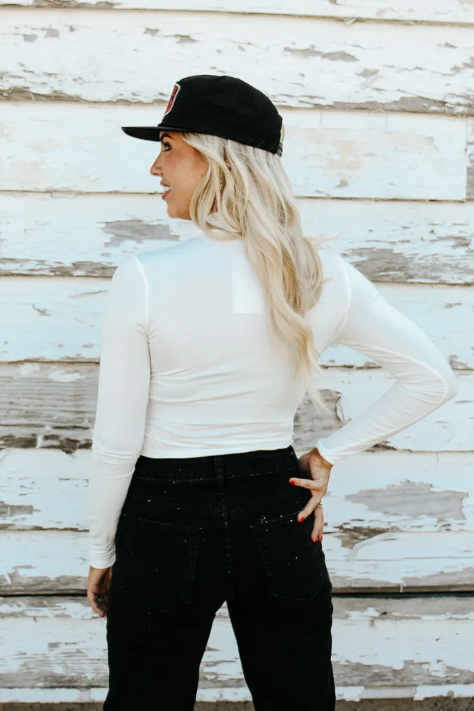 Basic Tee Essential Turtleneck Long Sleeve Bodysuit - White
