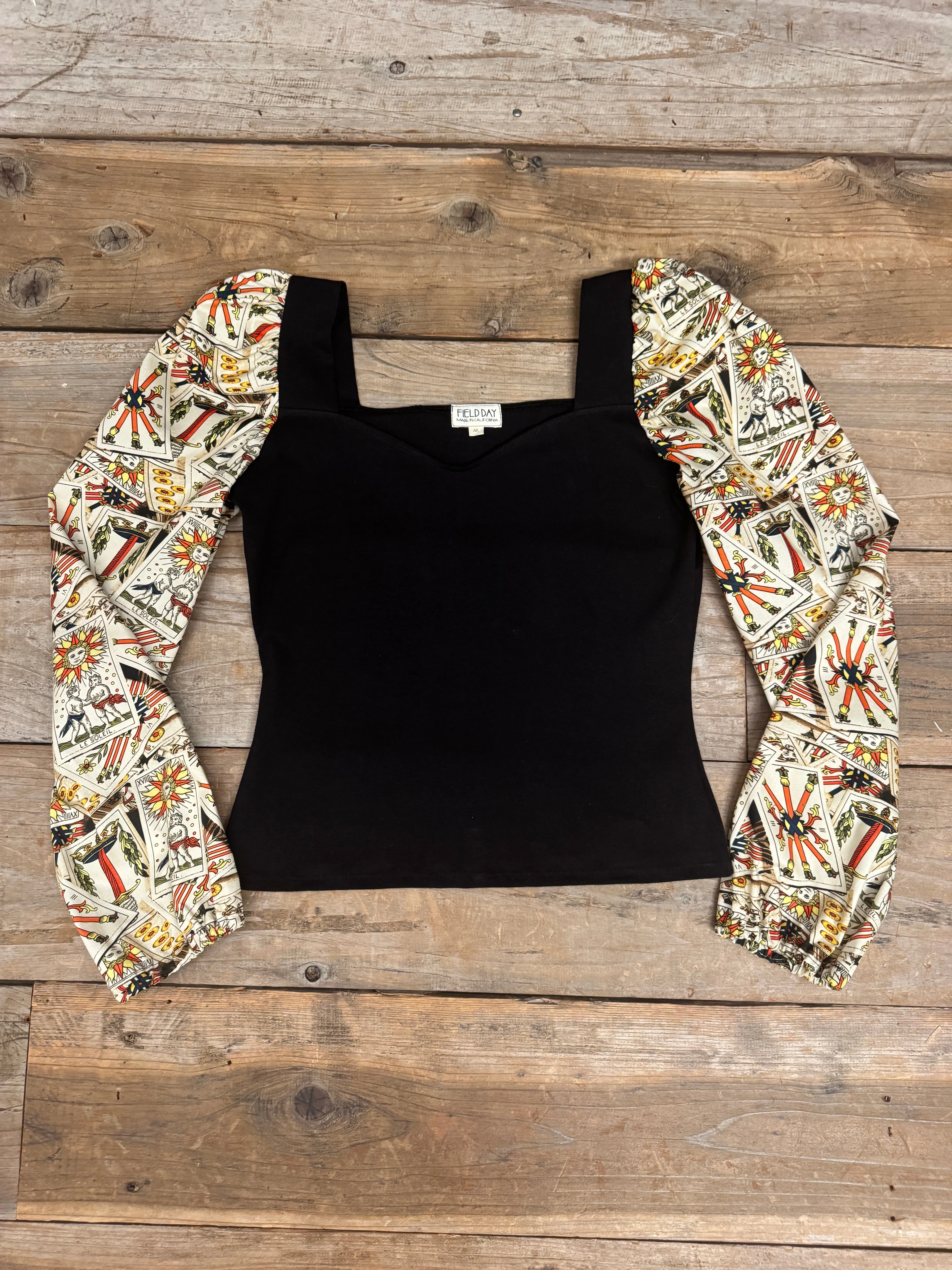 Elizabeth Top in Black on Tarot Cotton Taped Neckline