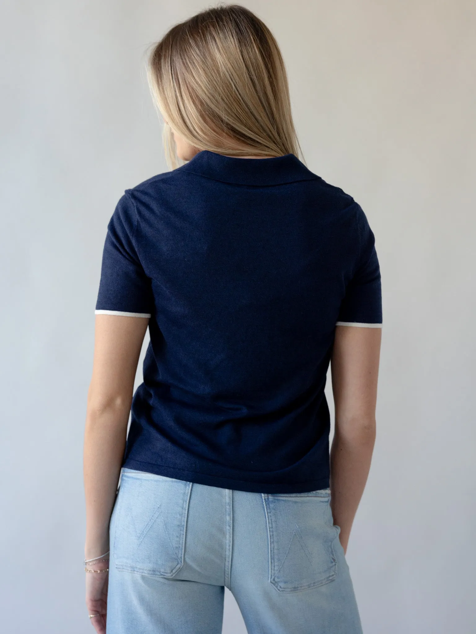 Watts Knit Polo - Navy Tapered Side Panels