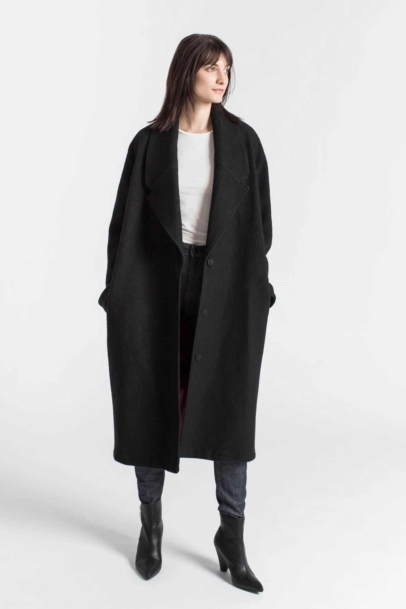 Elizabeth Coat Linen Blend Fabric Interlock Knit