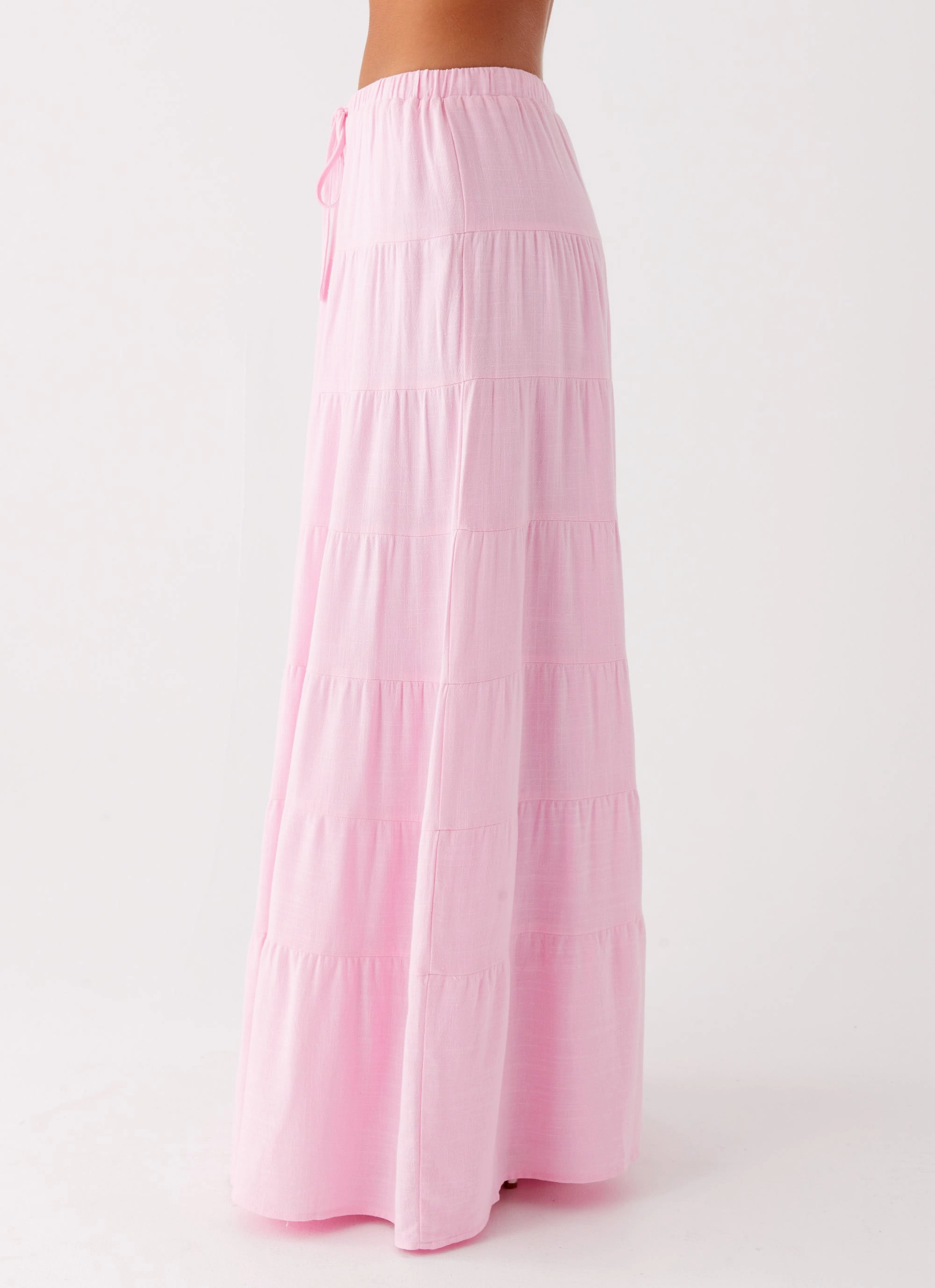 Mariella Linen Maxi Skirt - Pink Holiday Travel