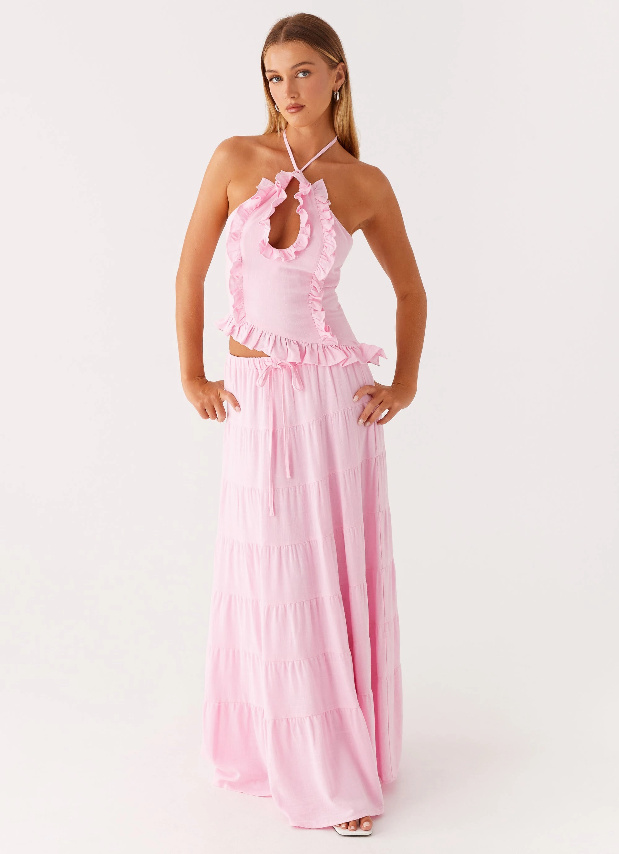 Mariella Linen Maxi Skirt - Pink Glamorous Appeal