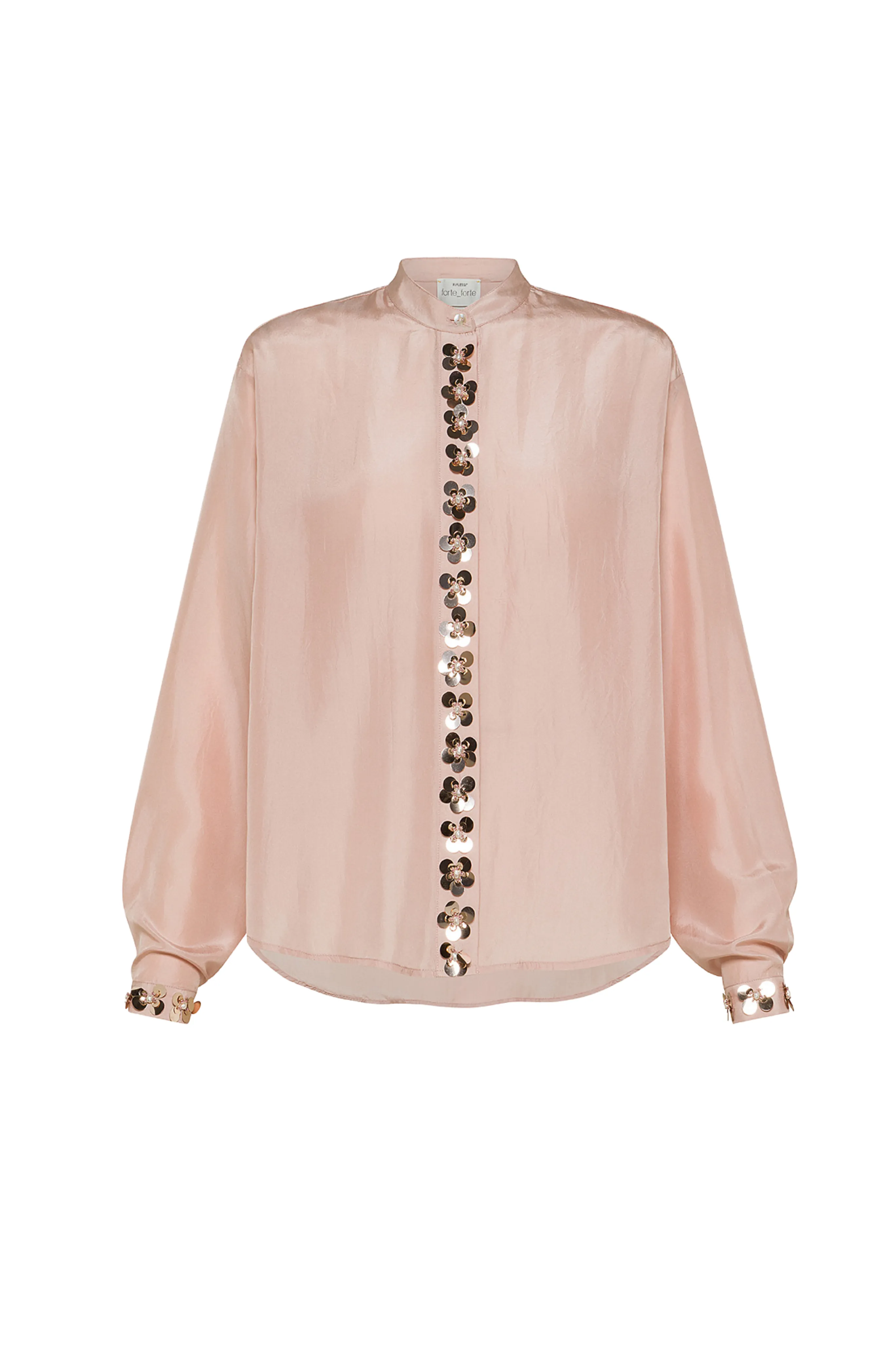 MidweightKnit "Petites Etoiles" Embroidery Habotai Silk Shirt