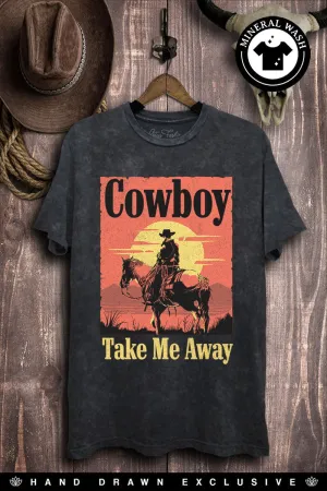 MeshVentilation Acid Wash Cowboy Take Me Away Graphic Tee