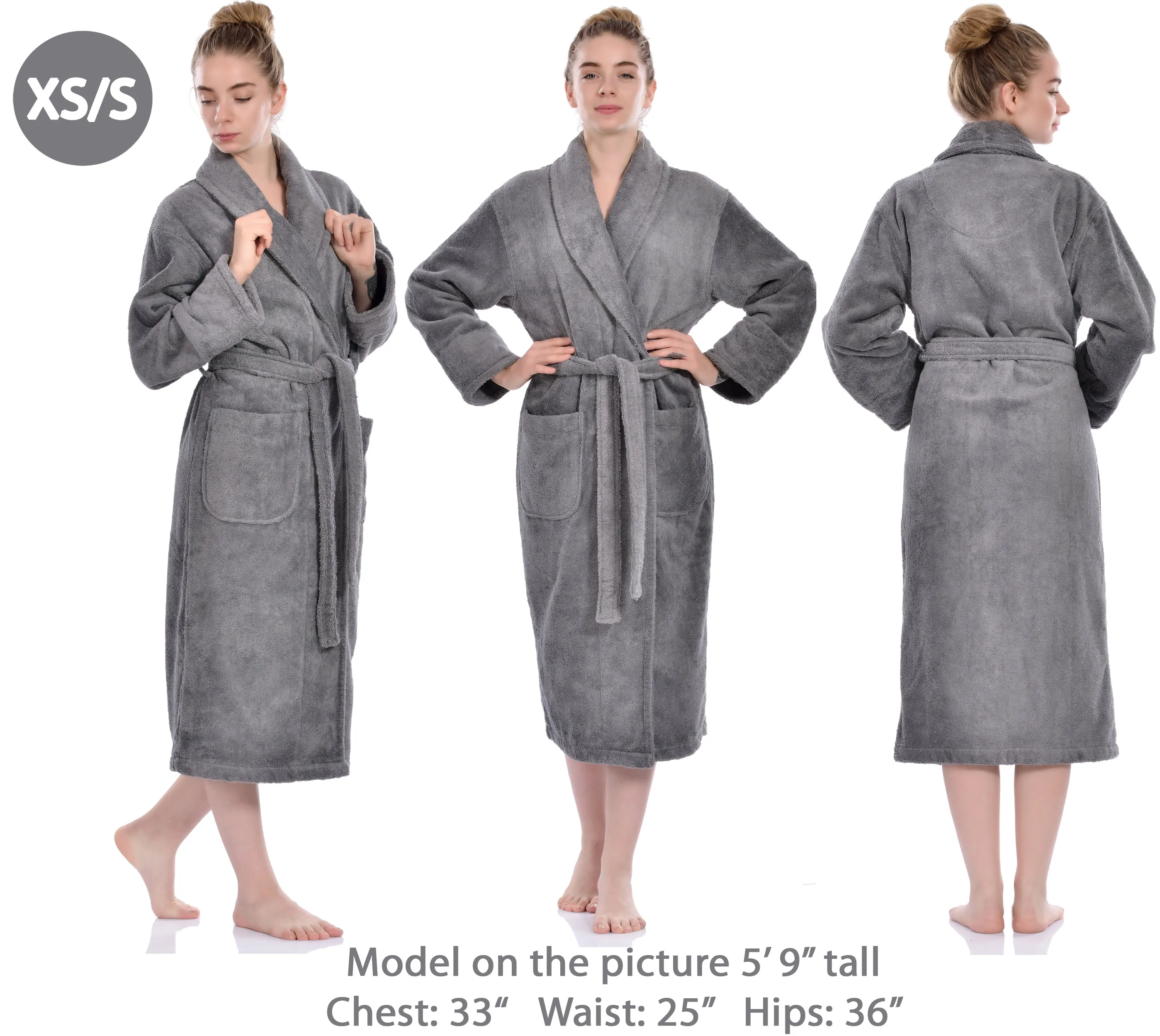 Terry Soft Bathrobe, Grey