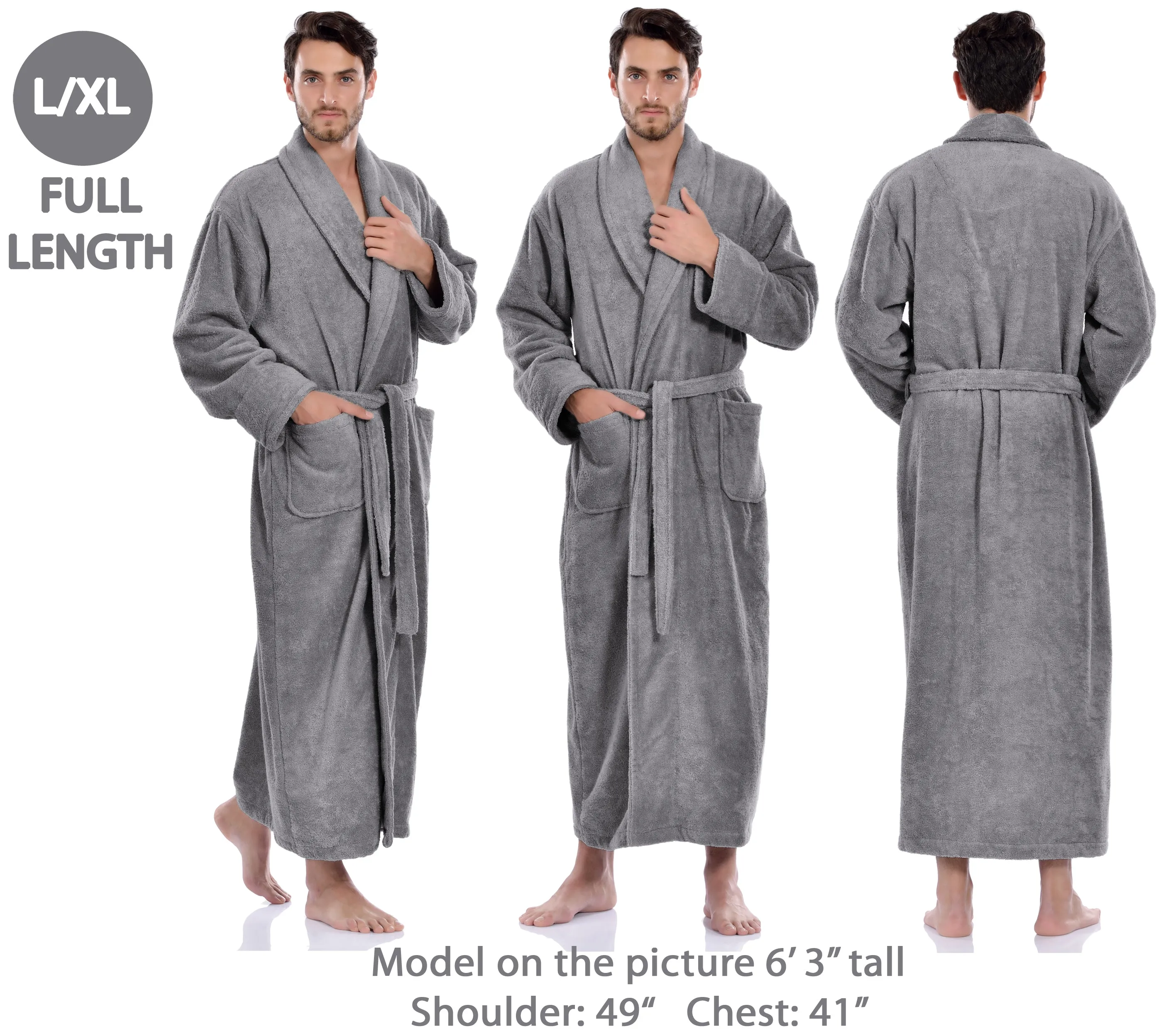 Terry Soft Bathrobe, Grey