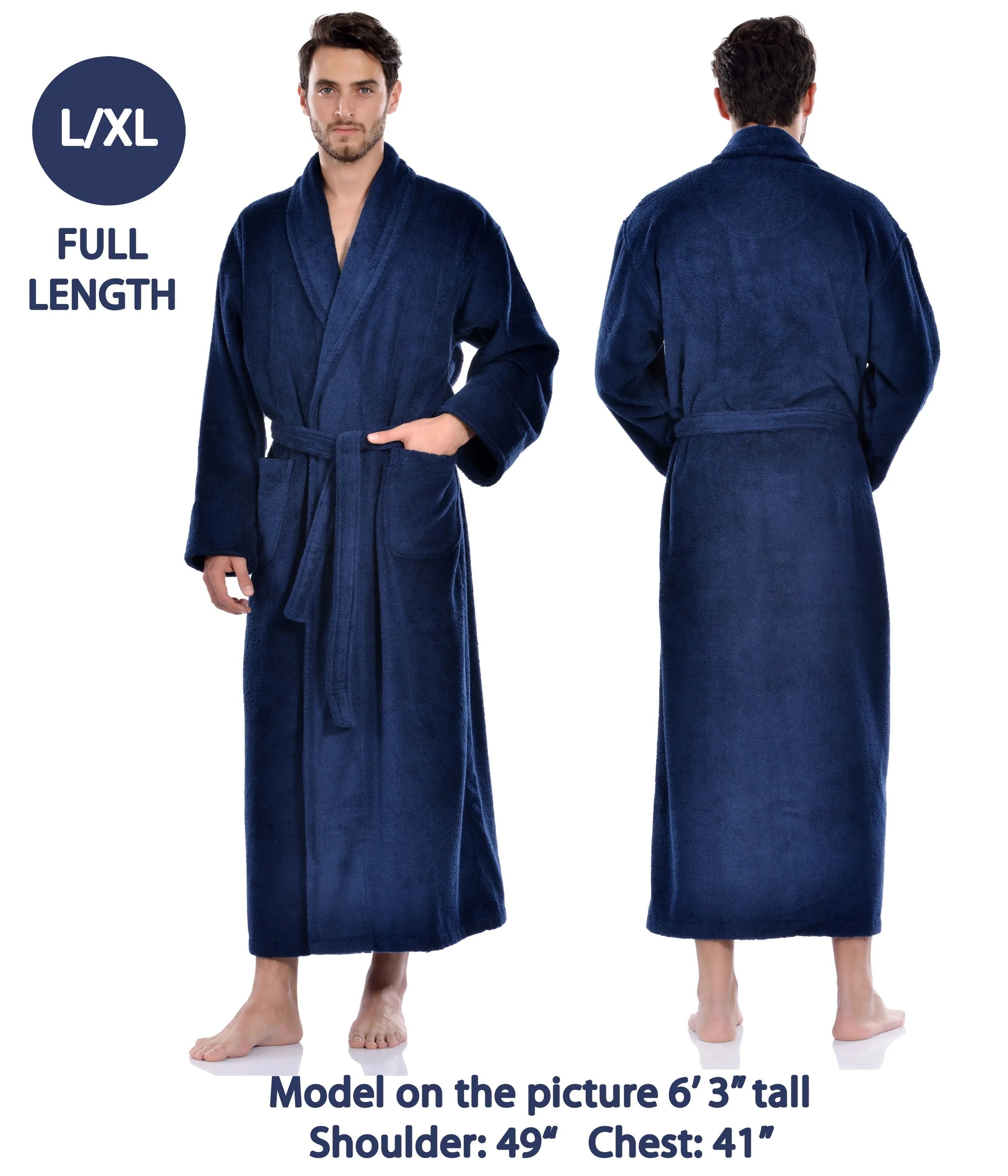 Terry Soft Bathrobe, Navy