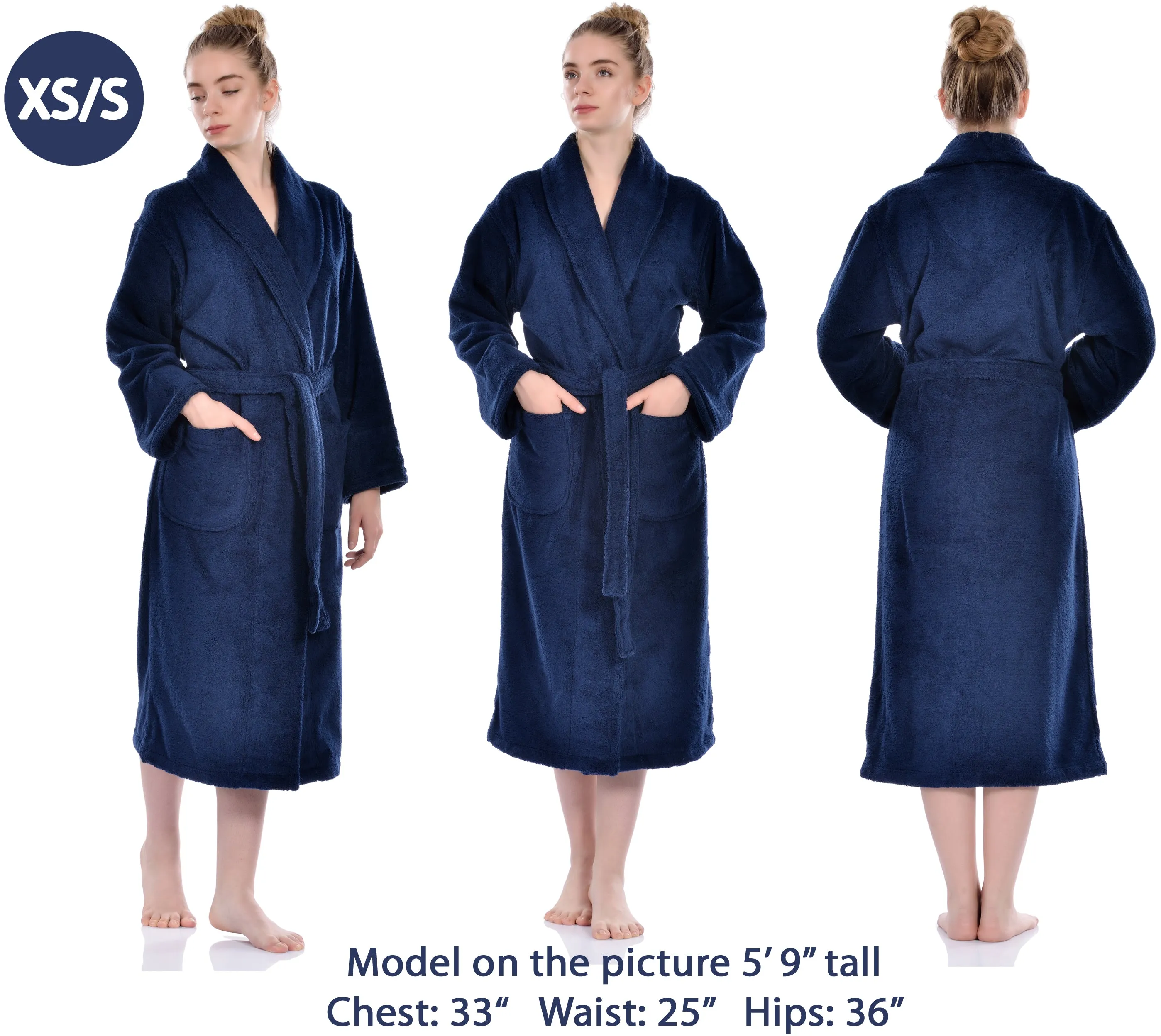 Terry Soft Bathrobe, Navy