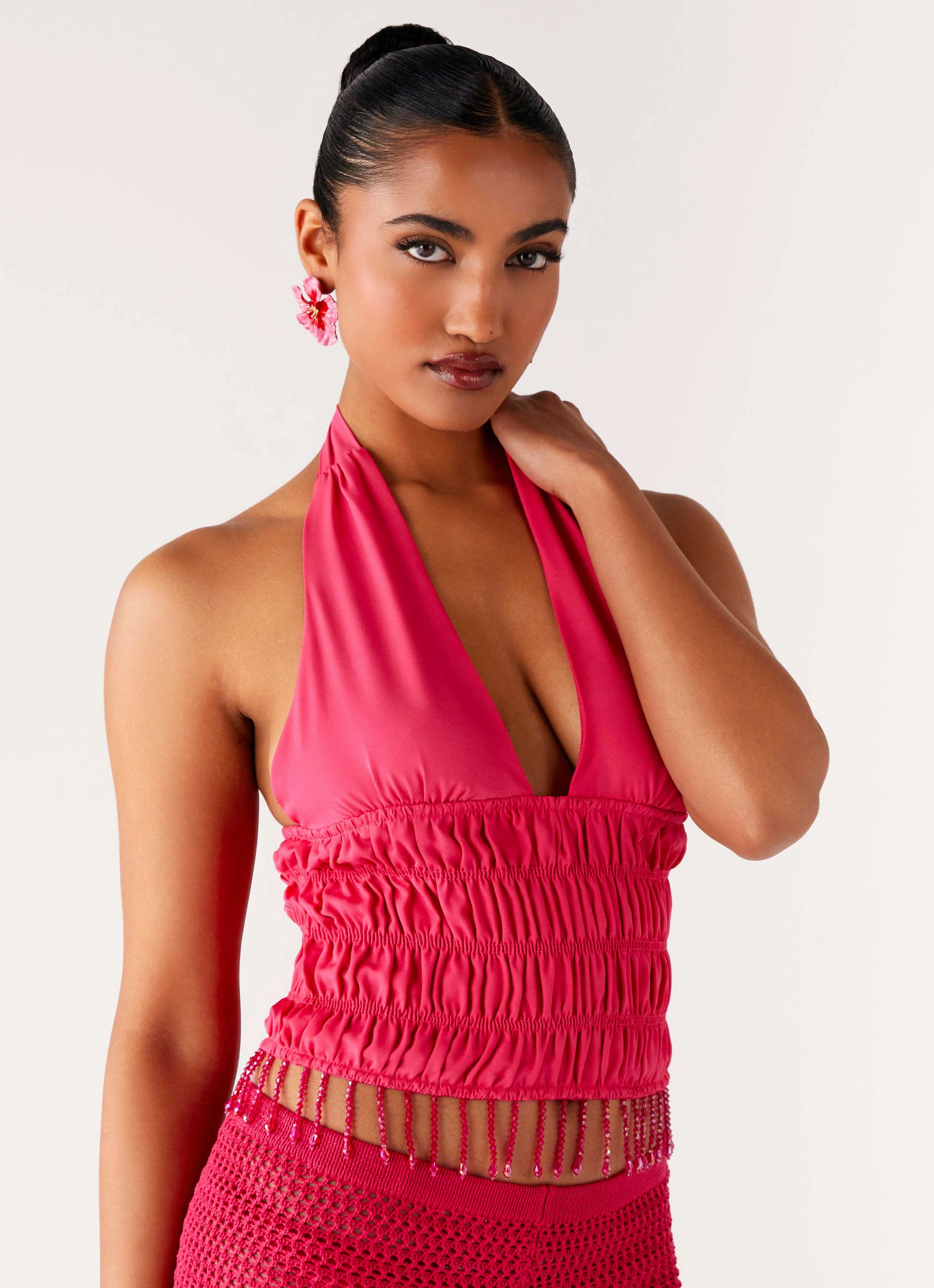 SolarReflectiveFinish UniversalFit Teuila Beaded Top - Fuchsia