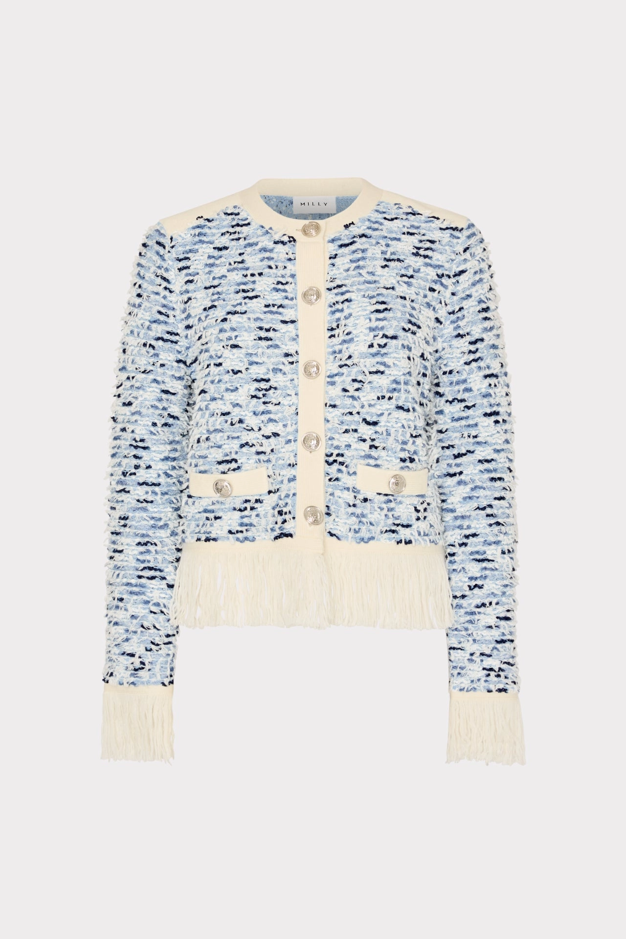 Fashion Forward Layer Textured Fringe Trim Cardigan