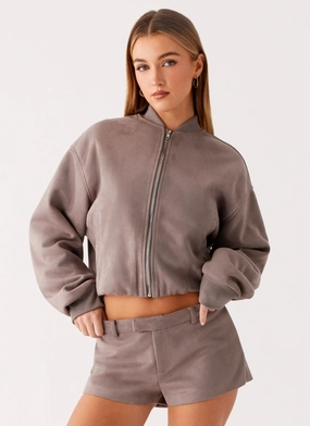 Urban Edge Relax Shell Thats Chill Bomber Jacket - Grey
