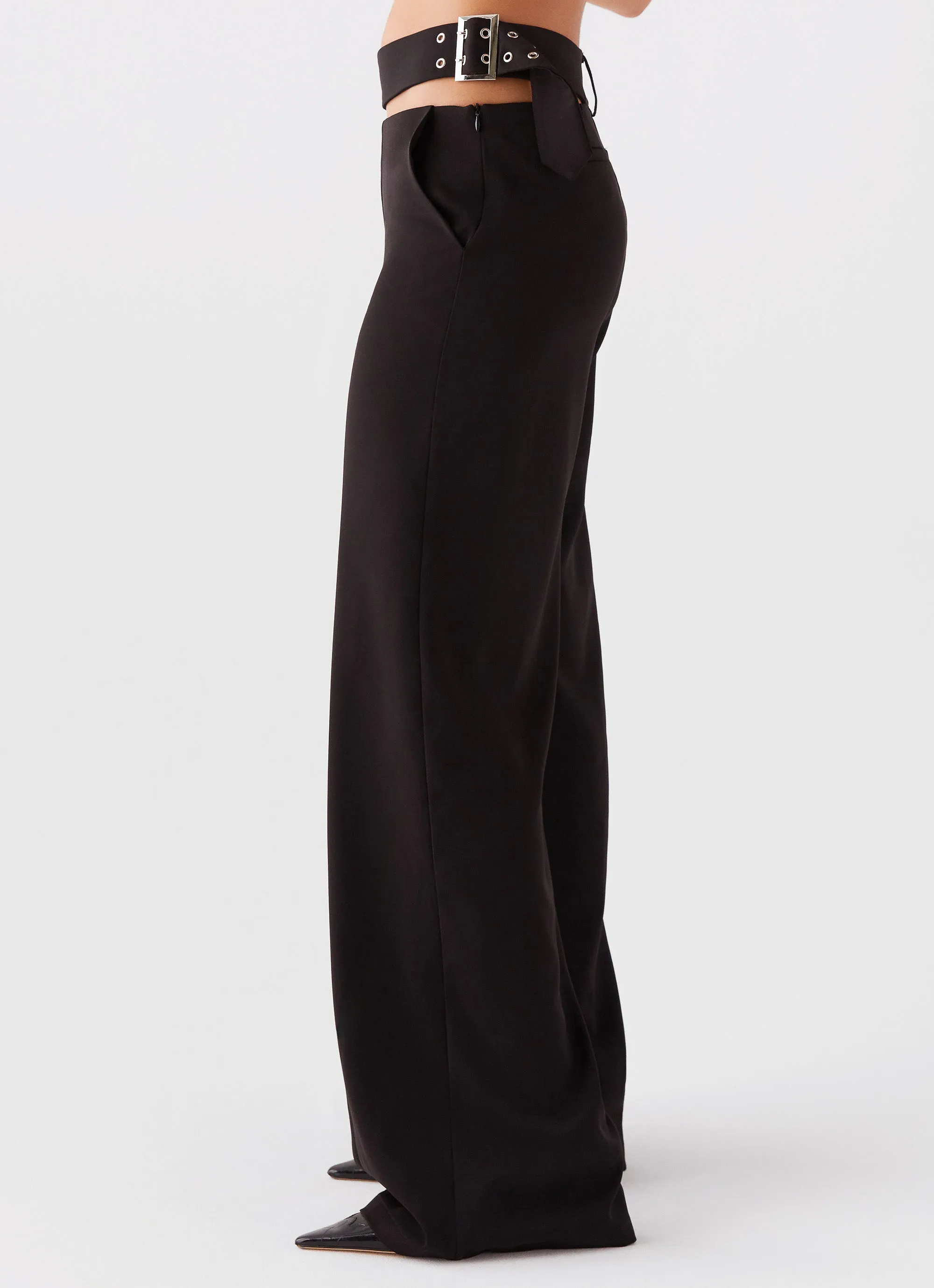 Easy Wear HypoallergenicFabric The After Party Cut Out Belt Pants - Black