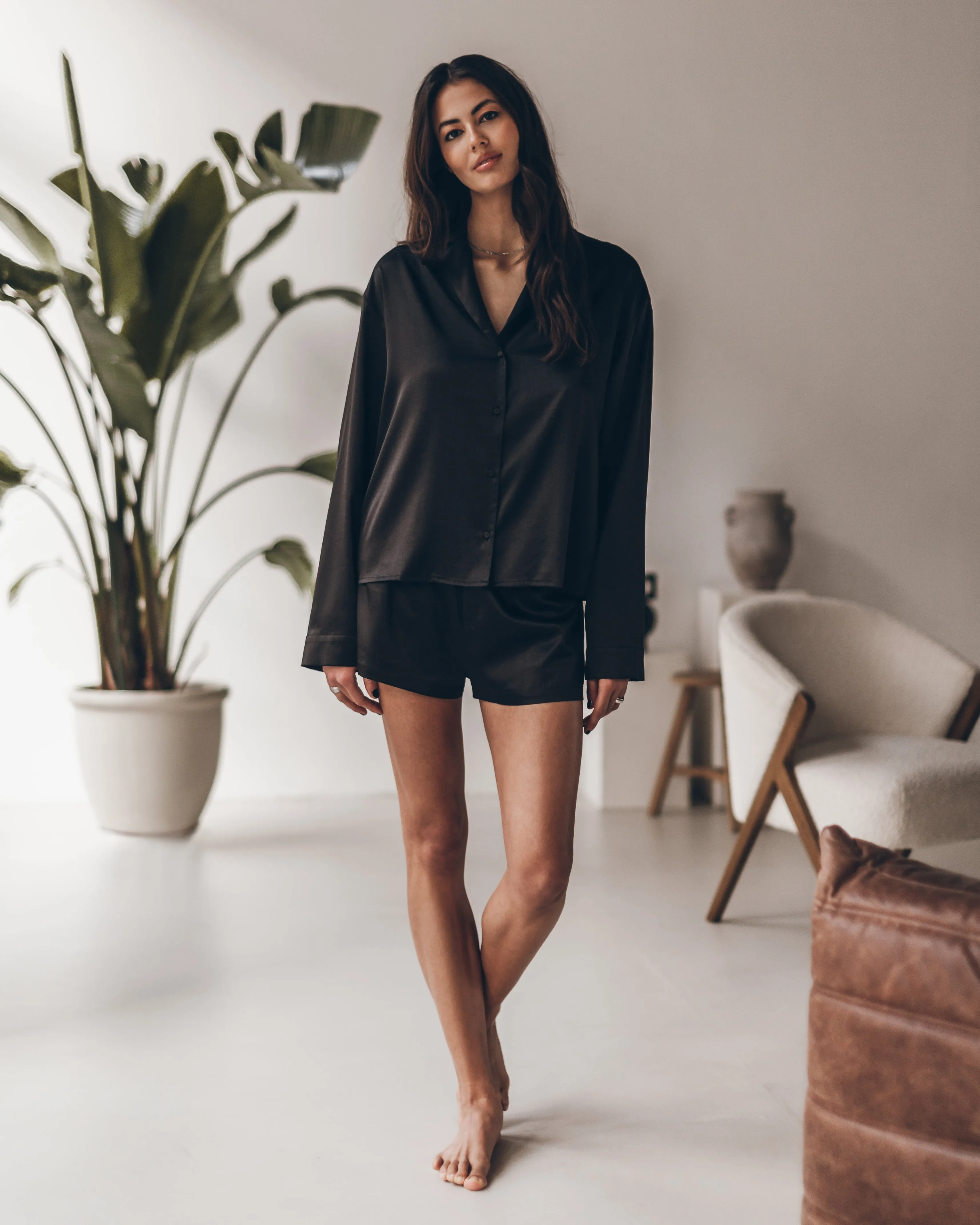 The Black Silk Boxer Shorts