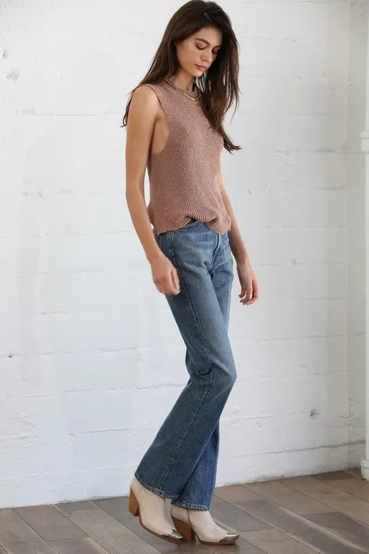 The Brigitta Mocha Mockneck Knit Tank