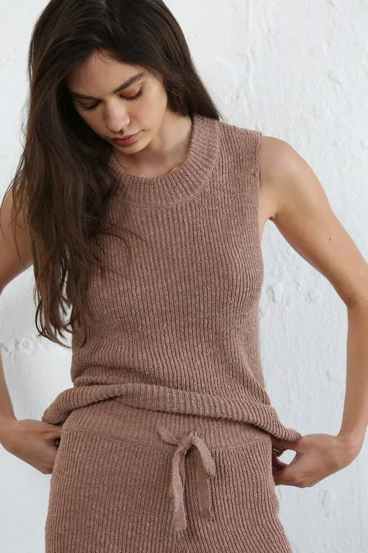 The Brigitta Mocha Mockneck Knit Tank