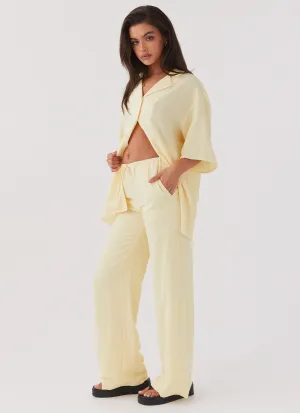 The Good Days Pants - Lemon Structured fabric