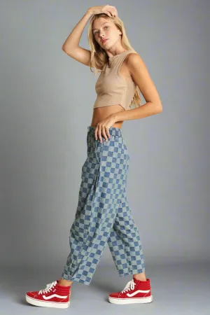 Stay Comfortable Stretchable Fit The Grid Barrel Pants