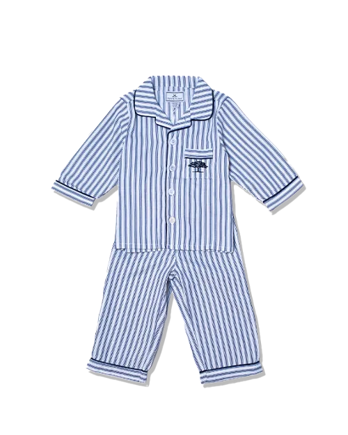 THE POST OAK | Children's French Ticking Pajama Set | Navy