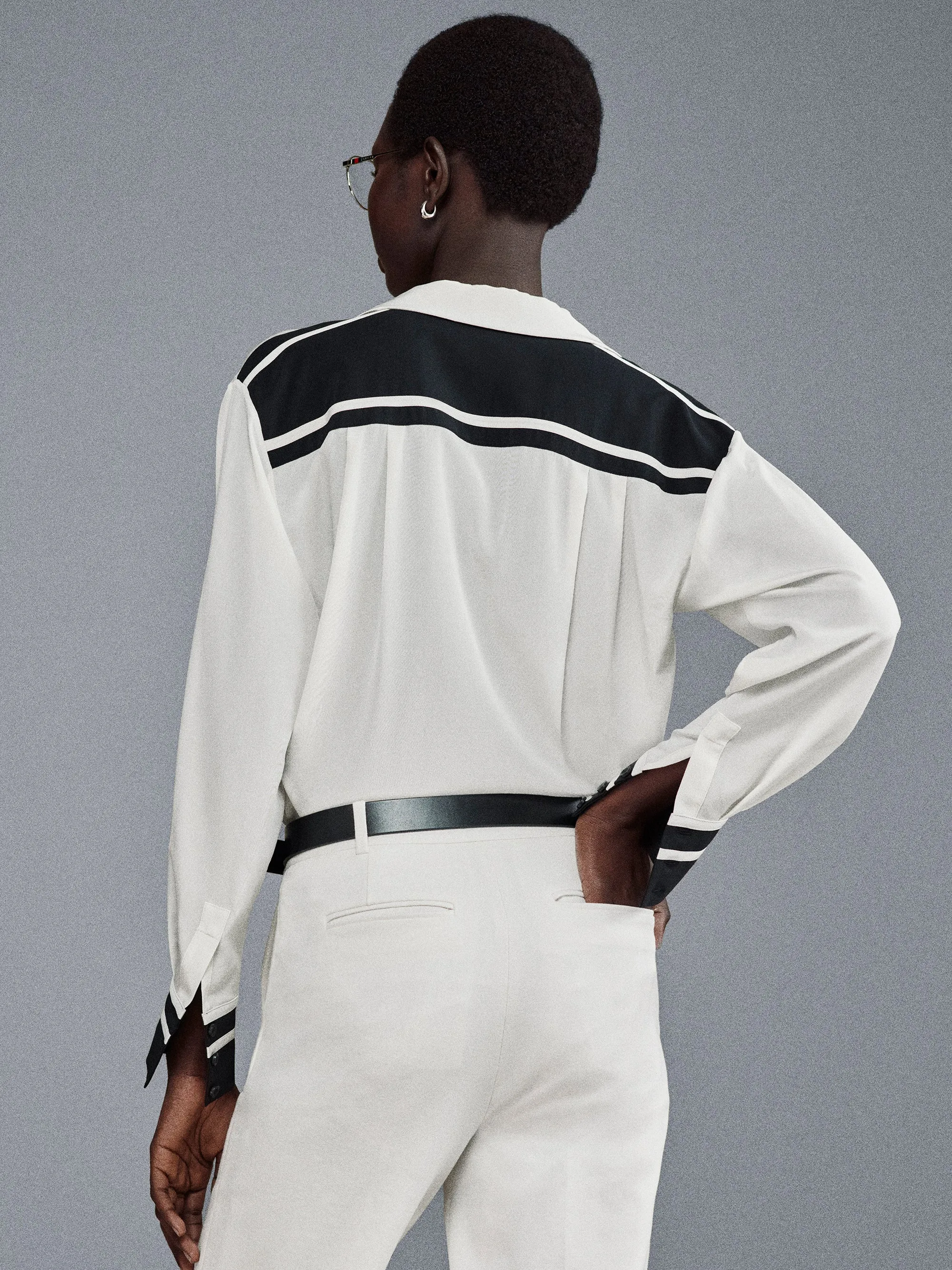 The Silk Pajama Shirt -- Alabaster Multi