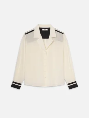 The Silk Pajama Shirt -- Alabaster Multi