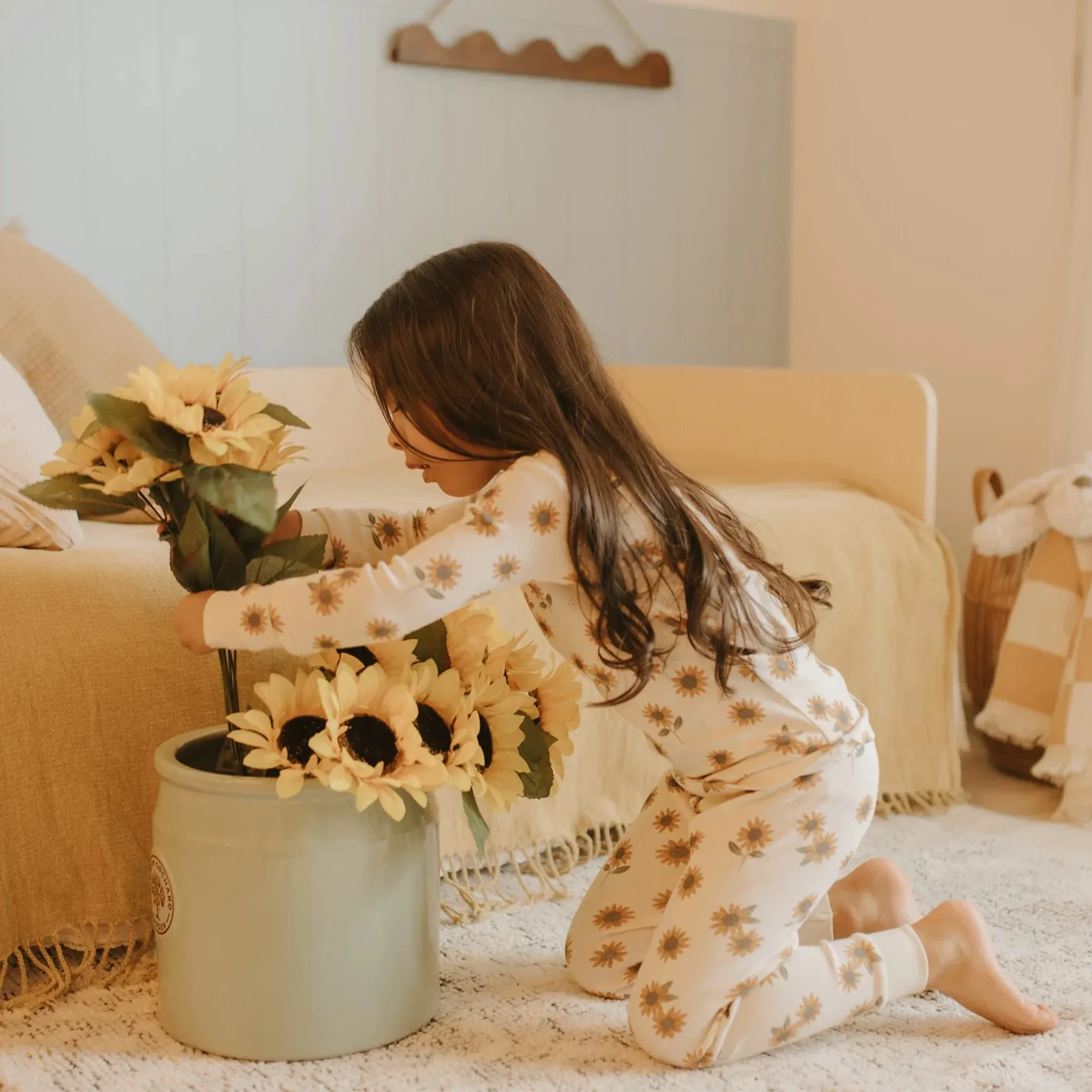 The Sunflower Pajama Top & Bottom Set - KIDS