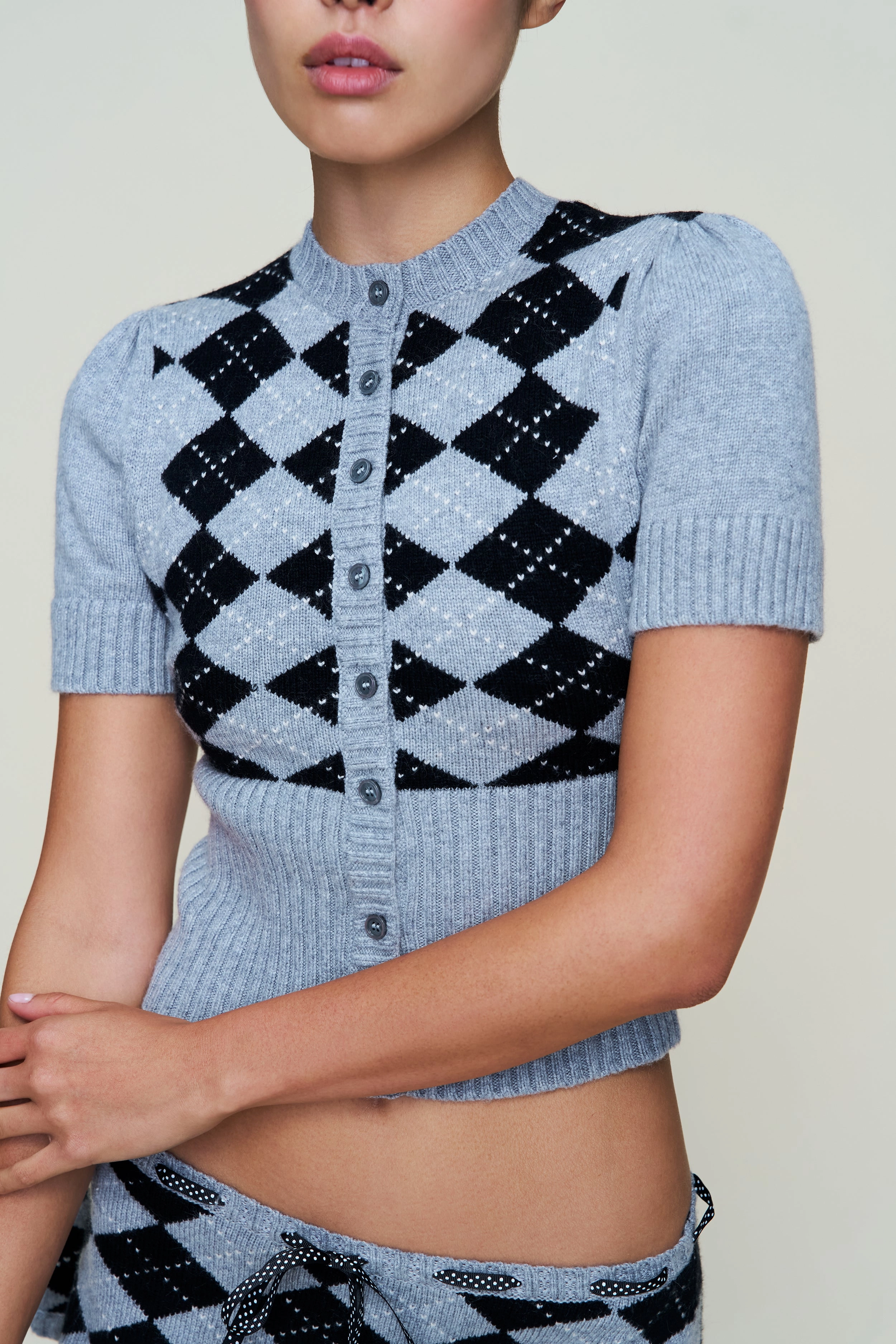 The Sweet Argyle Wool Cardigan YarnDyed Stripes Relax Daily
