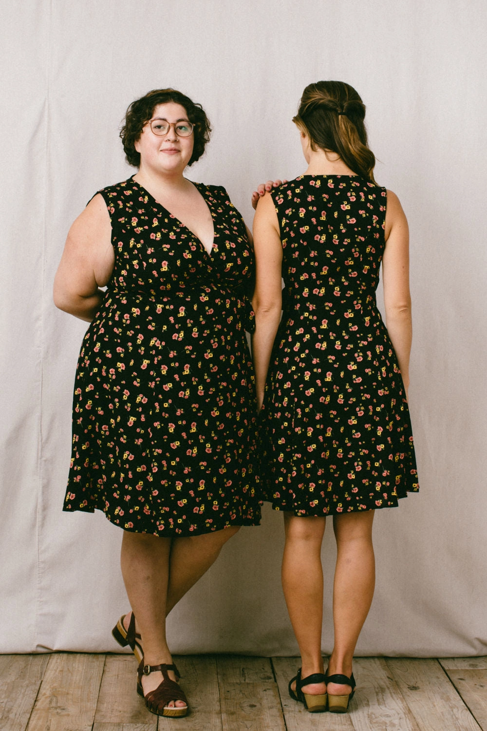 London Cool Thea Dress in Black Floral Challis