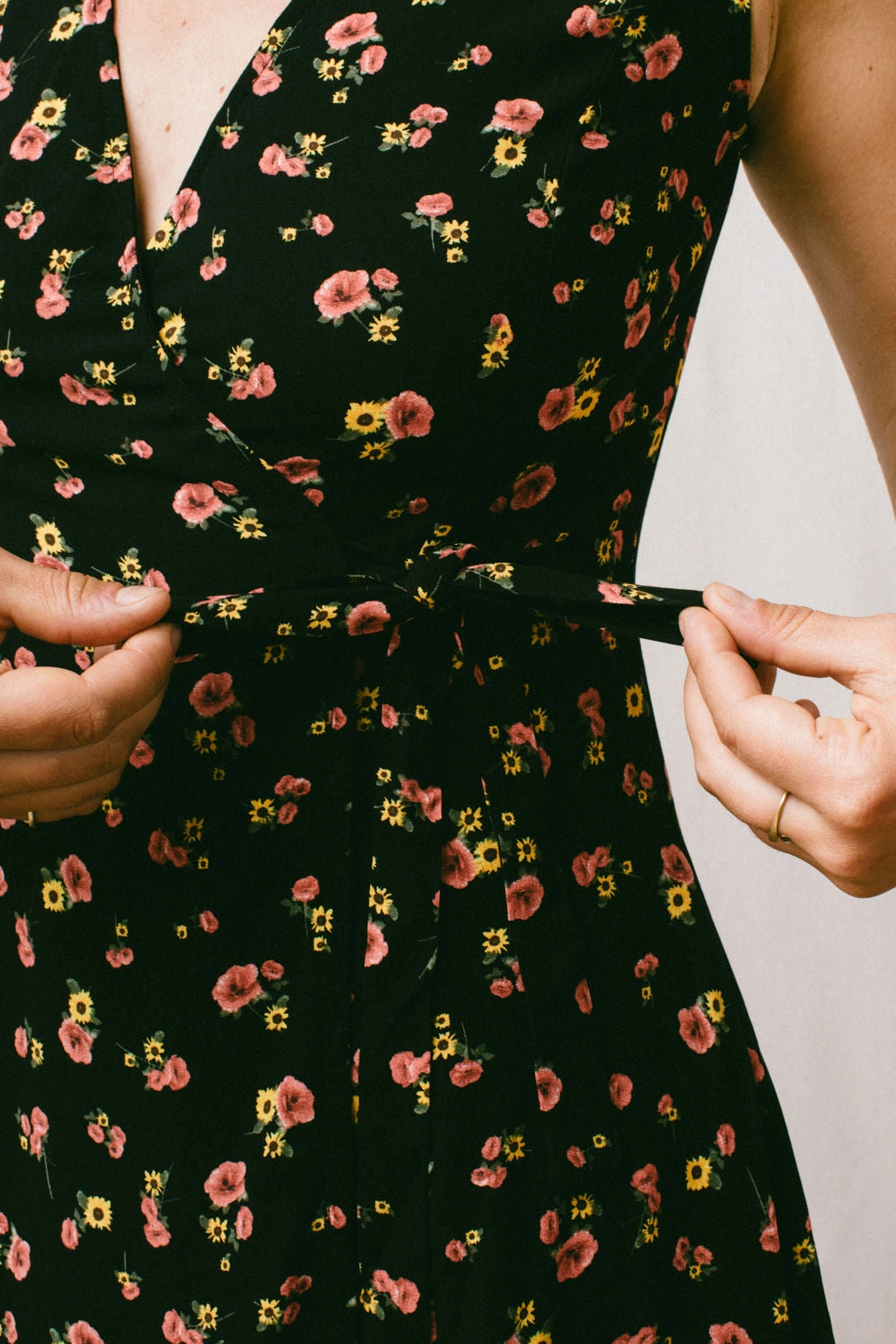 Street Casual Thea Dress in Black Floral Challis