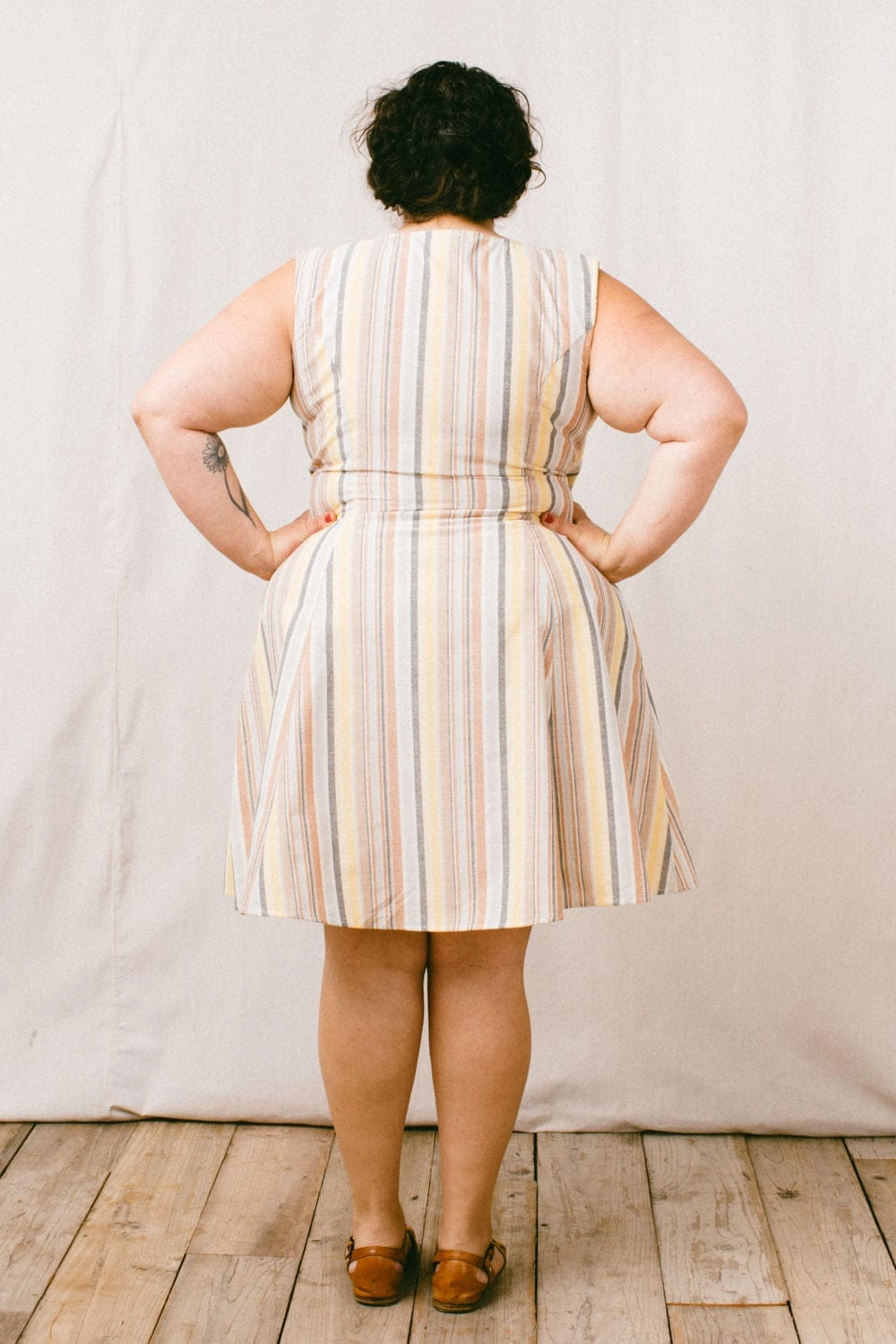 Thea Dress in Linen Stripe Simple formal dress