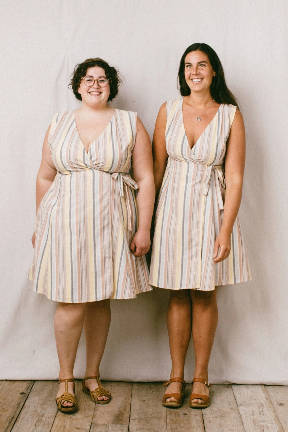 Feminine Charm Thea Dress in Linen Stripe