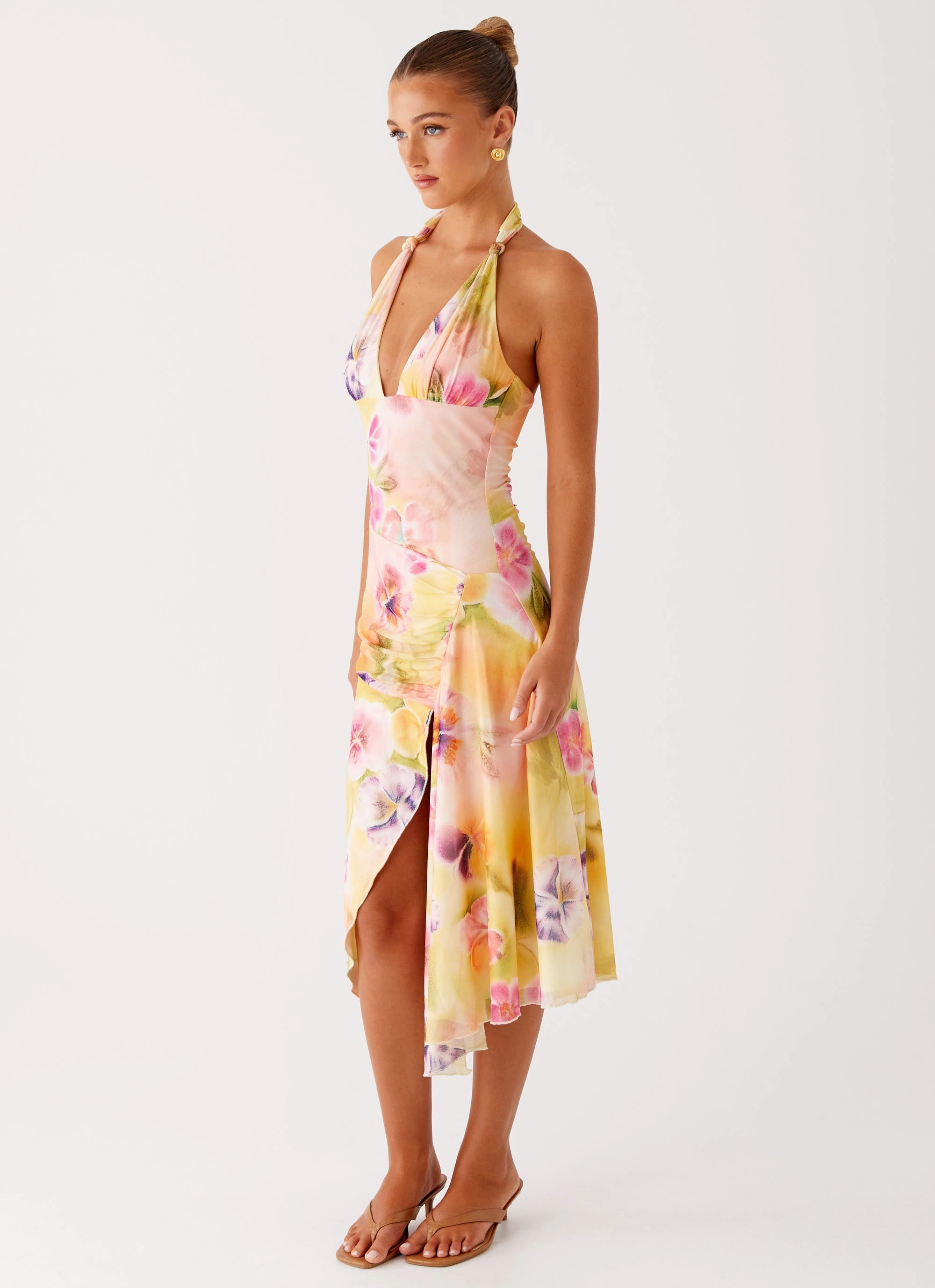 Kayce Midi Dress - Sunburst Floral Cool Shape