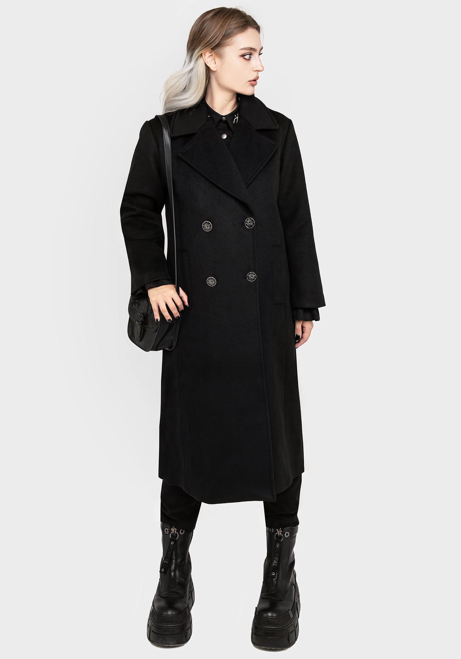 Soft Touch Lining understated look Theia Double Breasted Longline Wool Blend Coat