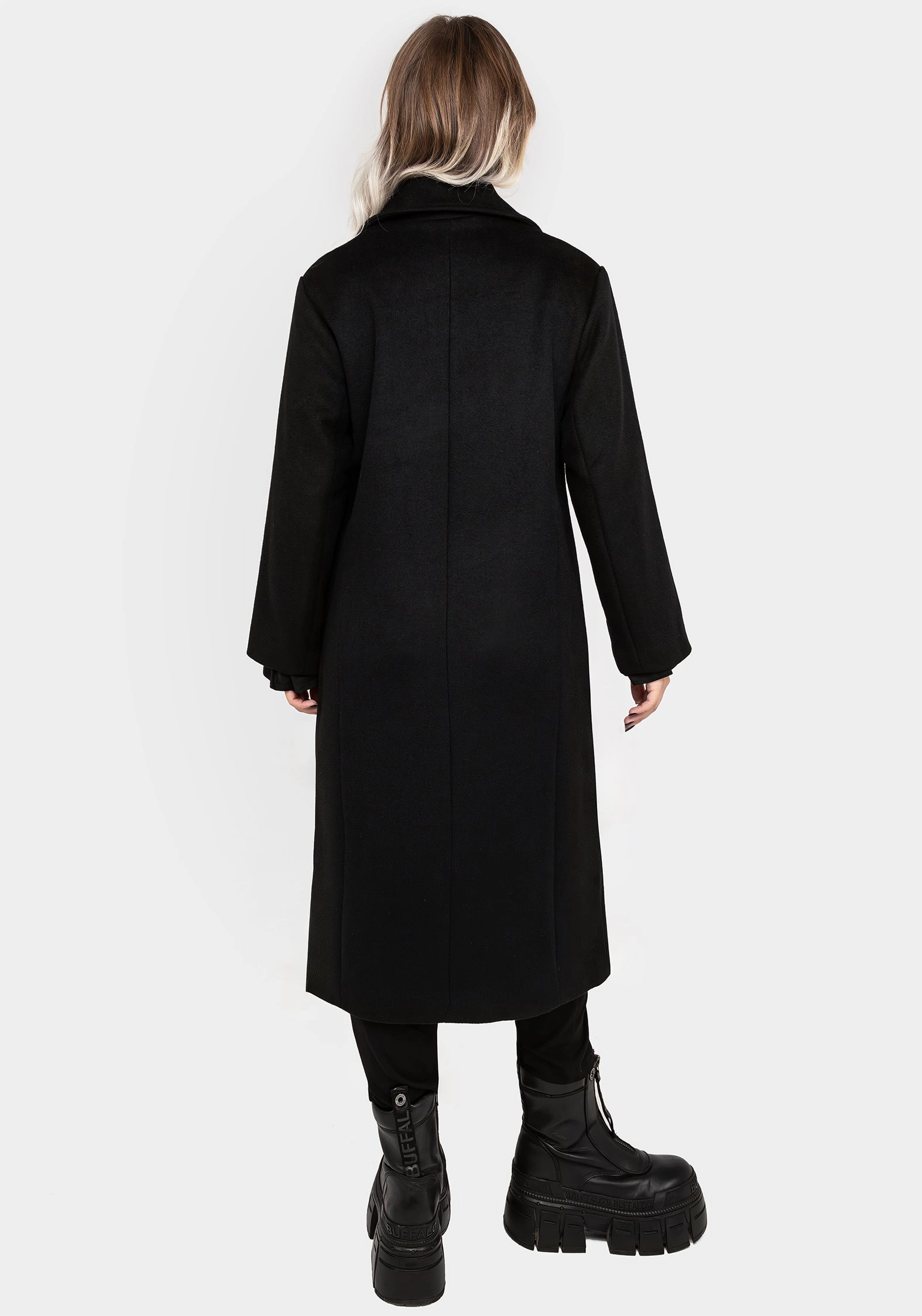 Theia Double Breasted Longline Wool Blend Coat Flexible Elbow Patches Reused Cloth