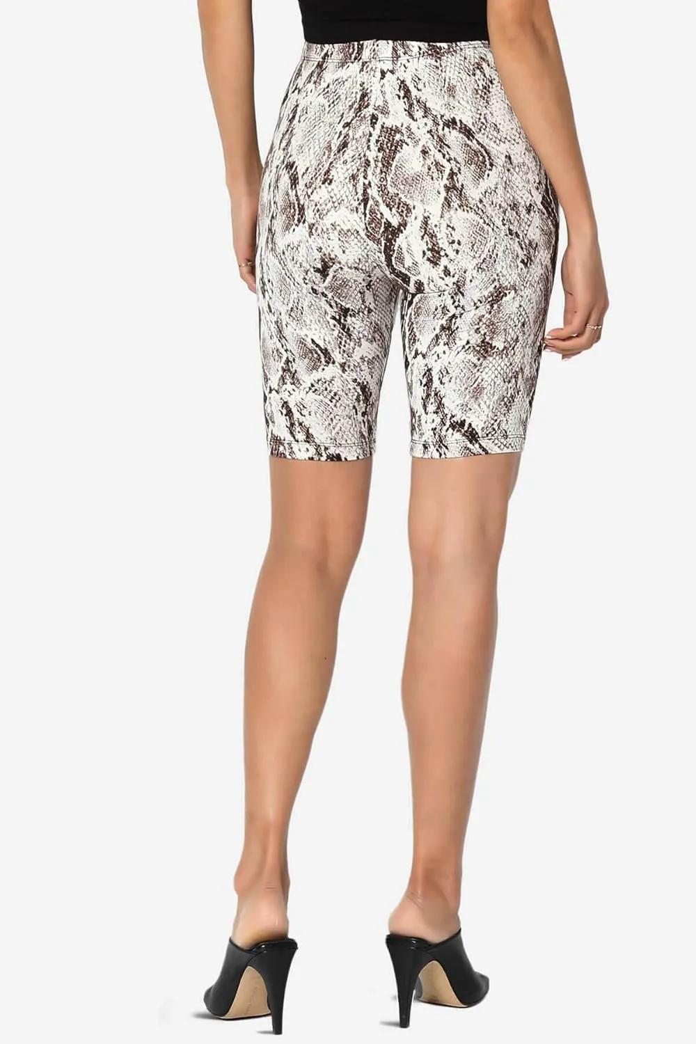 TheMogan Animal Print Mid Thigh Microfiber High Waist Stretch Short Leggings