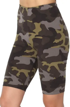 TheMogan Animal Print Mid Thigh Microfiber High Waist Stretch Short Leggings
