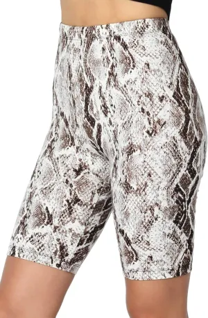TheMogan Animal Print Mid Thigh Microfiber High Waist Stretch Short Leggings