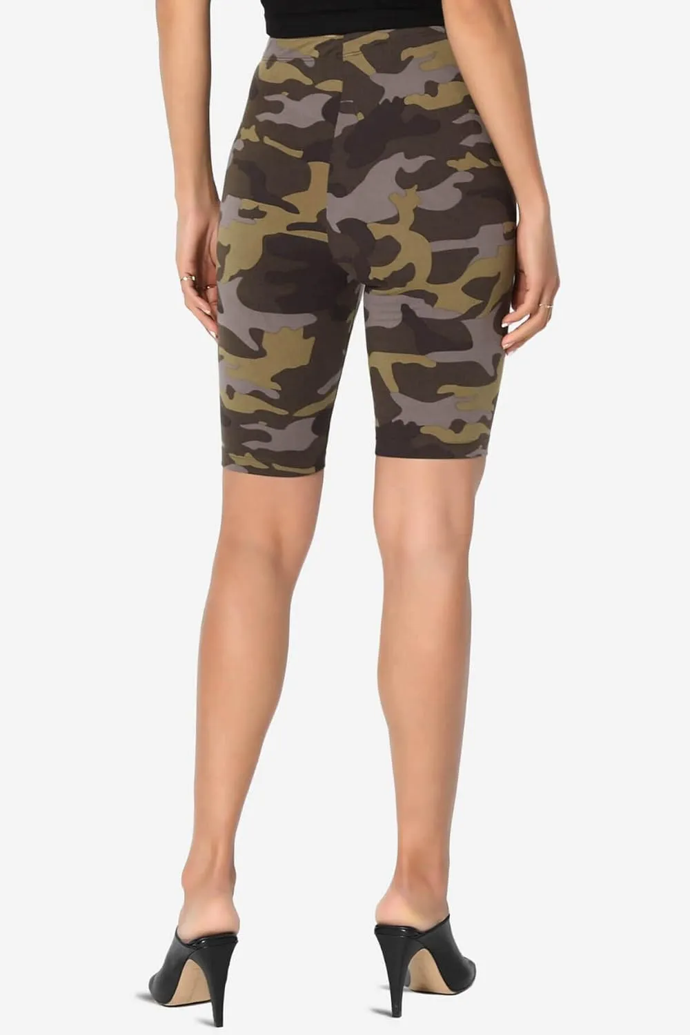 TheMogan Animal Print Mid Thigh Microfiber High Waist Stretch Short Leggings