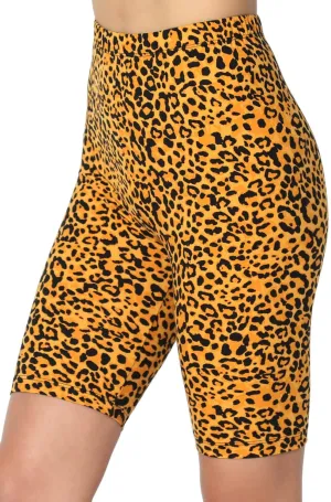TheMogan Animal Print Mid Thigh Microfiber High Waist Stretch Short Leggings
