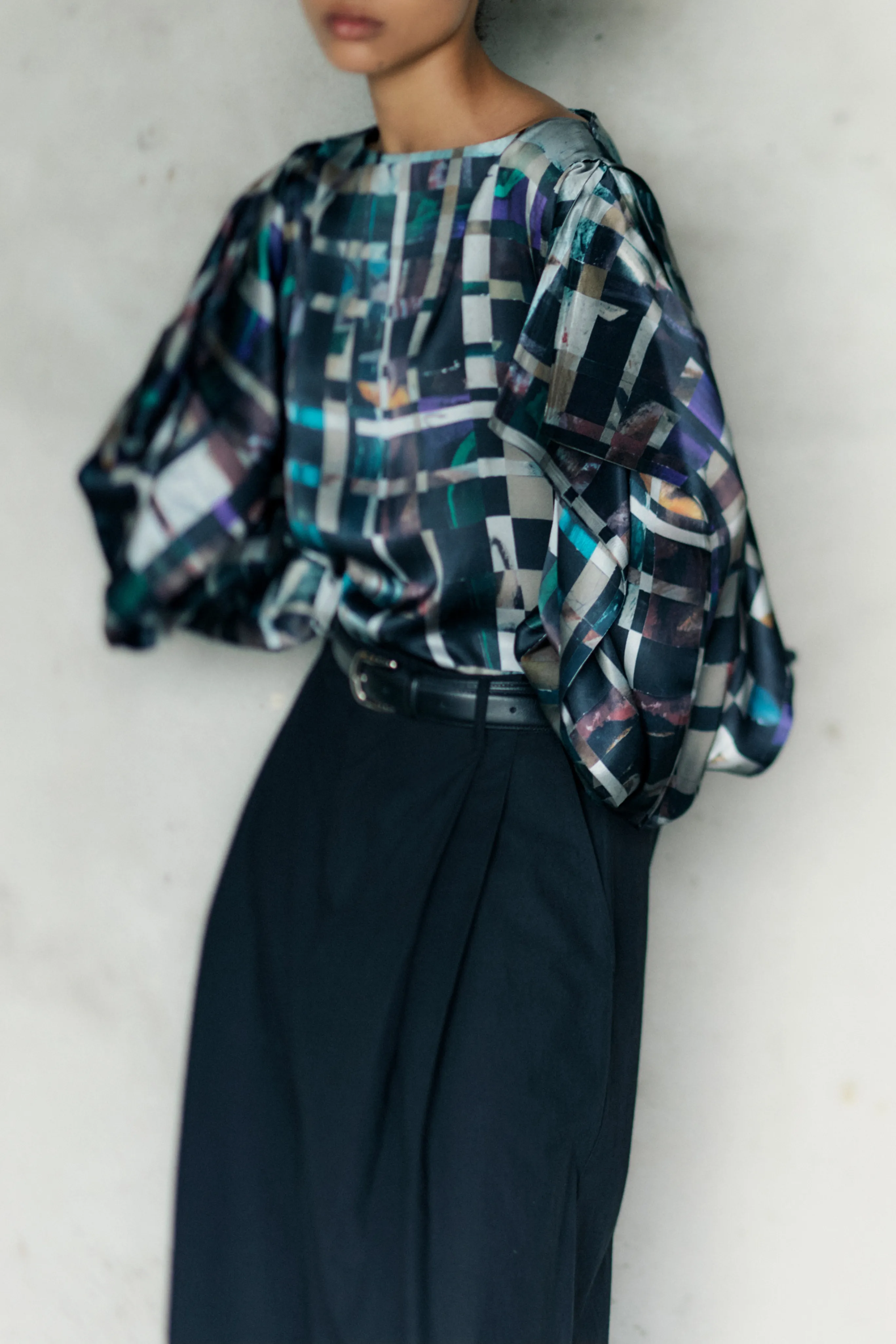 Book Sleeve Top DoubleLayeredShoulders Self Fabric Tie