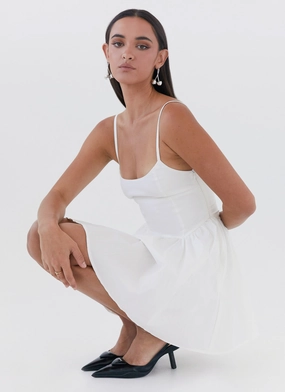 Tesoro Mio Mini Dress - White Bold Look Stretch Waist