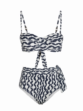 Relaxation Wear Eco Certified Dye Process Nellie Top   Side Tie High Waist Bottom In Elysia Waves